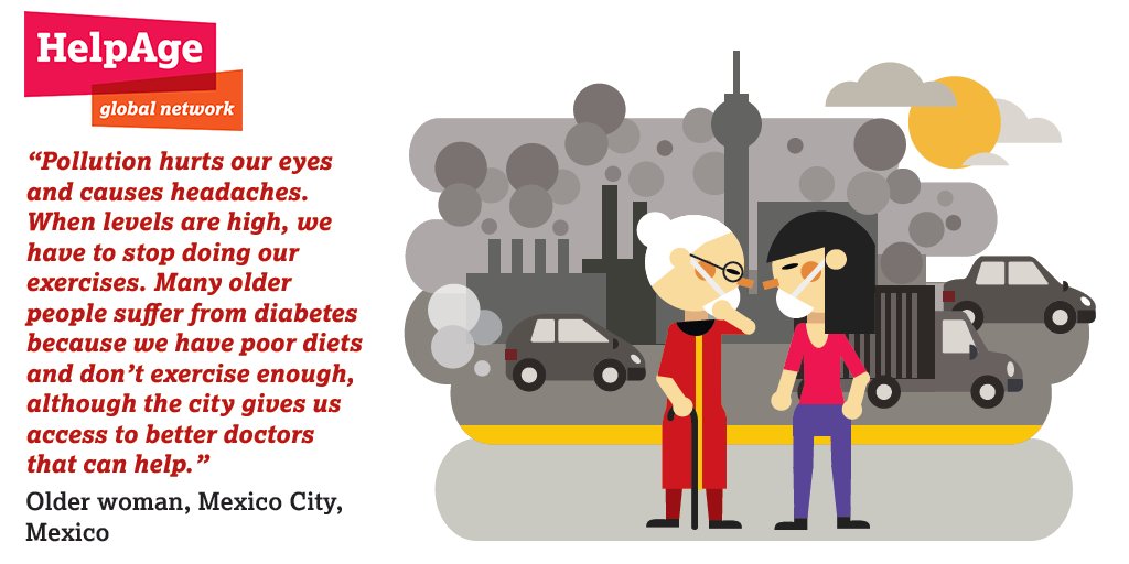 HelpAge's tweet photo. Air pollution kills 7m people a year, but older people are disproportionately affected. Let's make #cities greener: https://t.co/fZB8oKgS5x https://t.co/b9wS2Pwnnp