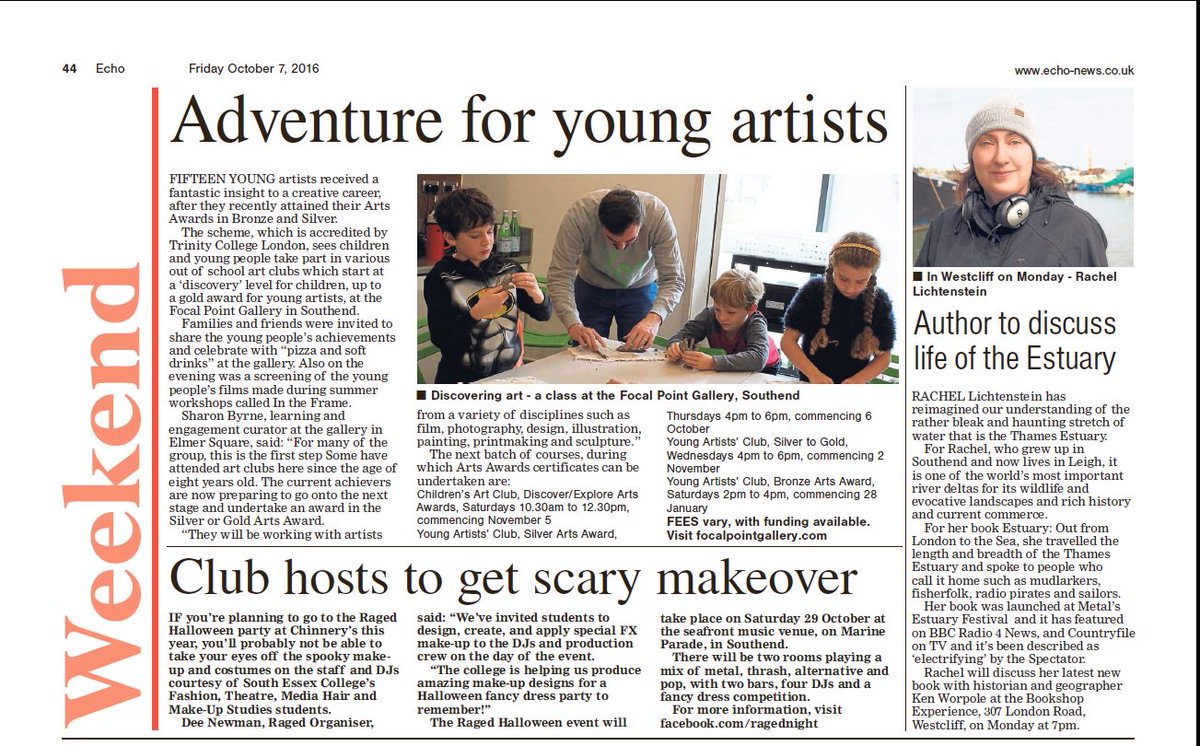 FPG_Create's tweet photo. Thanks @KellyBuckley6 for the piece in #SouthendEcho. Places available for Children's Art Club @FPGSouthend from Sat 5 Nov. Join the fun! https://t.co/LYHRl19Ewn