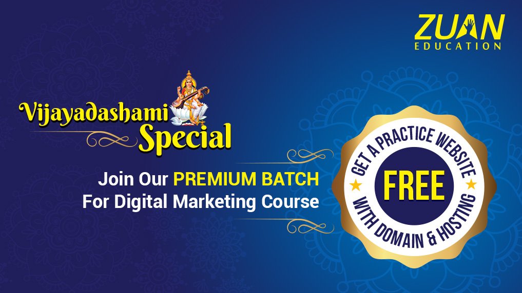 ZuanPlacement's tweet photo. #Vijayadashami Special – Premium Batch for Digital Marketing Course. Know More at https://t.co/1z37cgoycW
#DigitalMarketingCourse https://t.co/8eiyaZUl3Z