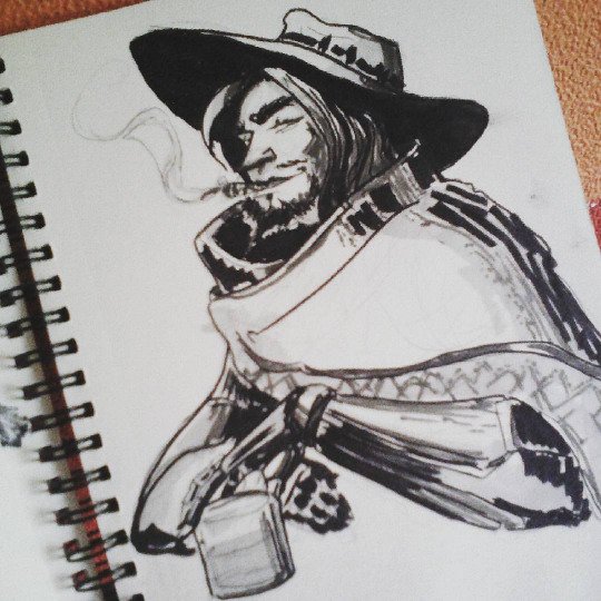 JuliaDospeh's tweet photo. What's time is it? #MacCree #Overwatch #sketch #Inktoberwatch @Inktoberwatch https://t.co/I2kYHq6F0q