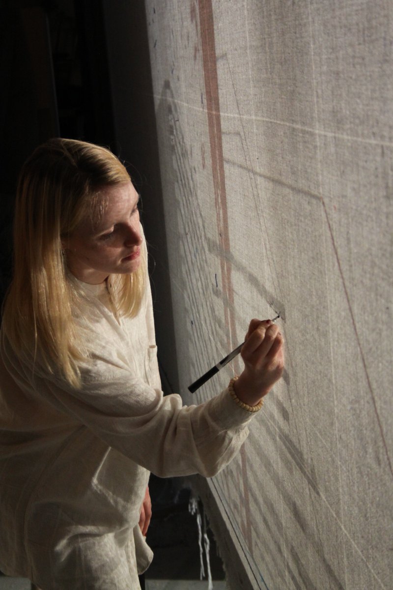 Ceadogan's tweet image. Delighted to have a rug by @NCAD_Dublin student Noirin O'Brien hanging in the National Gallery cafe to be auctioned for Peter McVerry Trust