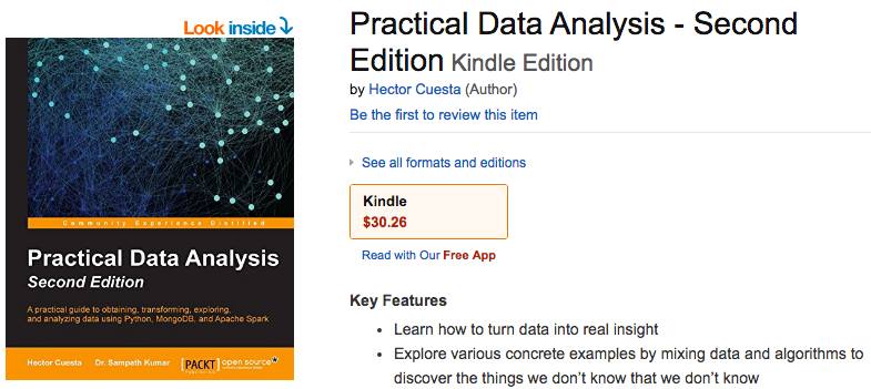 hmCuesta's tweet photo. I'm proud to announce the 2d Edition of my #Book #PracticalDataAnalysis available on Amazon https://t.co/q8clFaboxn #Datascience @PacktPub https://t.co/7UoynH3uOR