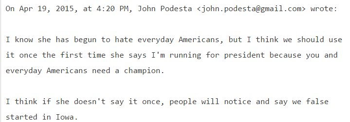 AverageJo44's tweet photo. Hillary hates every day Americans. ARE YOU LISTENING?? #WikiLeaks #PodestaEmails #ImWithHer (not)
https://t.co/LagLTjONrW https://t.co/uoSOoLSzoR