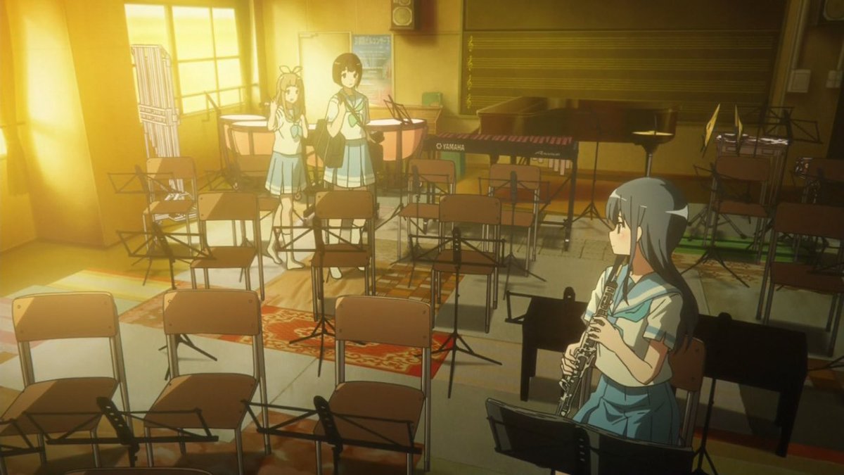 伊藤つくし 響け ユーフォニアム２ 1話 誰よりも早く音楽室に来て 夕方遅くまで練習しているみぞれ 吹部全員のやる気の出ているのは分かるが ここまで自分の時間を削って練習する気持ちとは何なのか 何となく家族交流大丈夫なのか とか余計な心配を