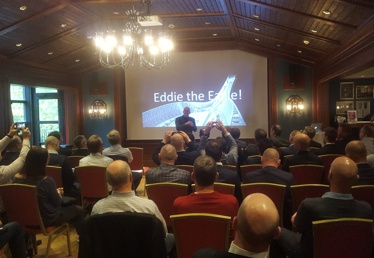 danhonour's tweet photo. Britain's greatest ski jumper motivating the @videxio partner community in Oslo #getreadyfortakeoff https://t.co/OnWRsRLurM