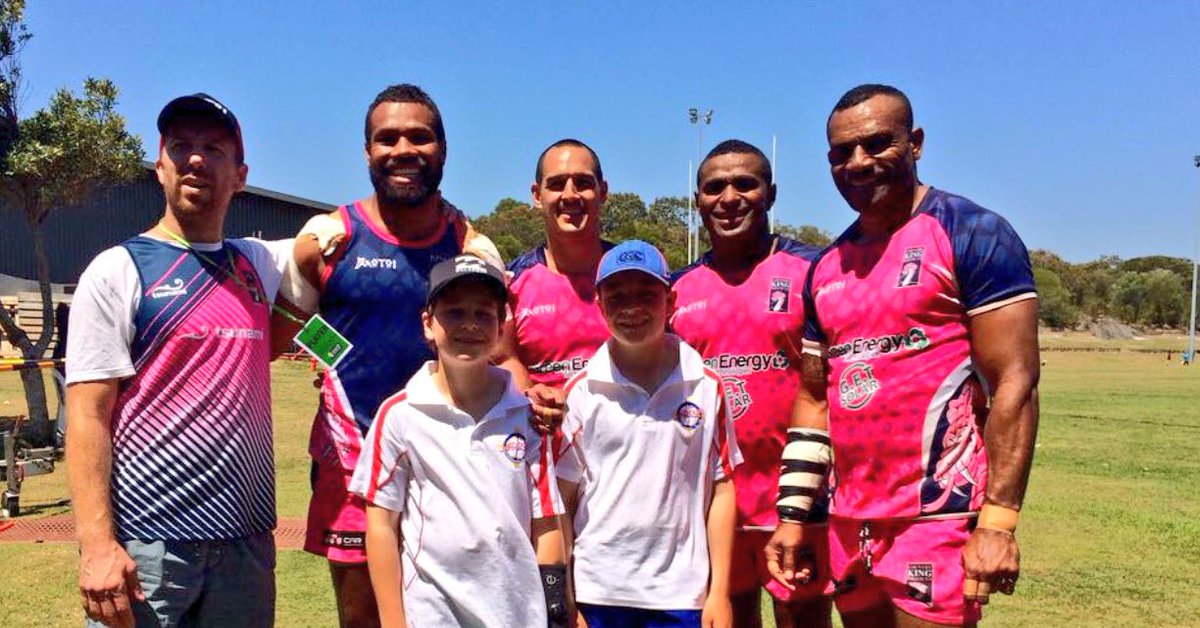 timCornforth's tweet photo. What a great weekend with these legends! 
Tim Atkinson, Lote Raikabula, Lepani Nabuliwaqa &amp; Setefano Cakau Noosa Rugby 7's 2016. @Aussie7s https://t.co/orqO8FetWf