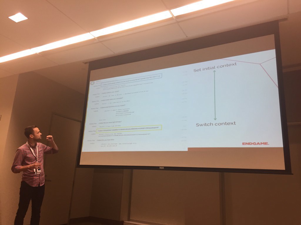 EndgameInc's tweet image. Sr. Data Scientist @filar spoke @PyData #pydatadc2016 on "Bot or Not? The Illusion of Intelligence" on Sunday. More: ow.ly/9Xog3054jjt