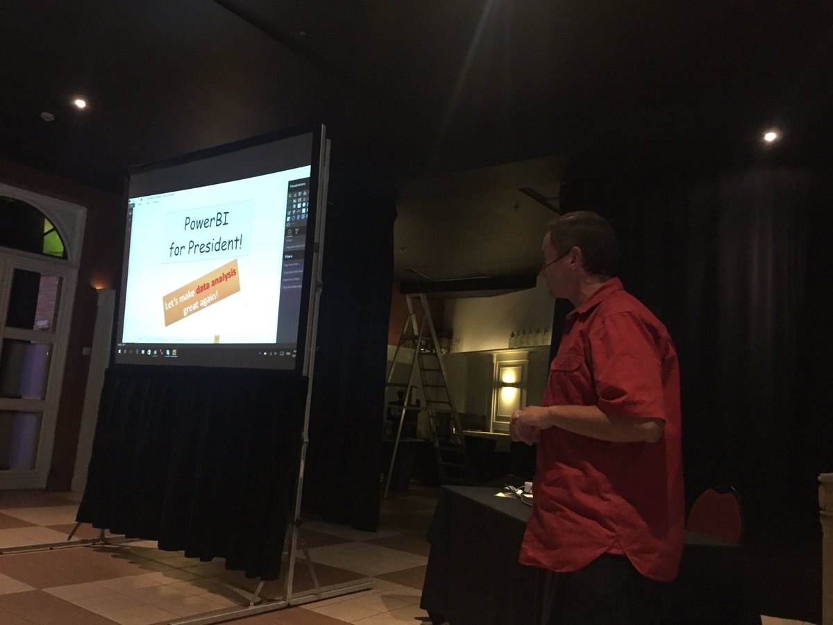 Kjonge's tweet image. Powerbi for president with @SqlWaldorf #SQLServerDays