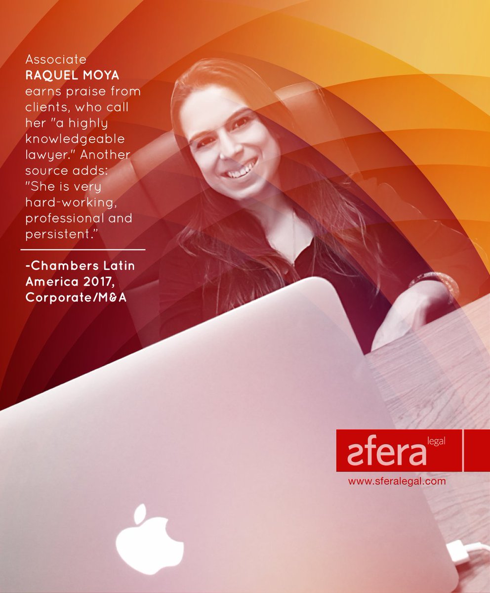 SferaLegal's tweet photo. Congratulations to our associate Raquel Moya, who was rated as an #AssociateToWatch by #ChambersLatinAmerica. https://t.co/lKxDPK4DEc