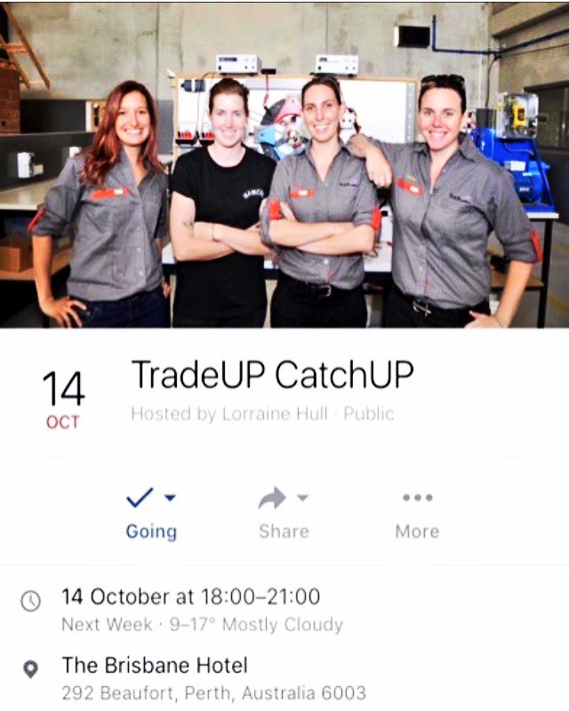 MiningMums's tweet photo. @TradeUPAust #TradeUPAustralia are having their regular #TradeUP #CatchUP

When- Friday 14.10.16
Time- 6pm
🇦🇺 #tradeupoz #ladytradie https://t.co/MpcduL3X8f
