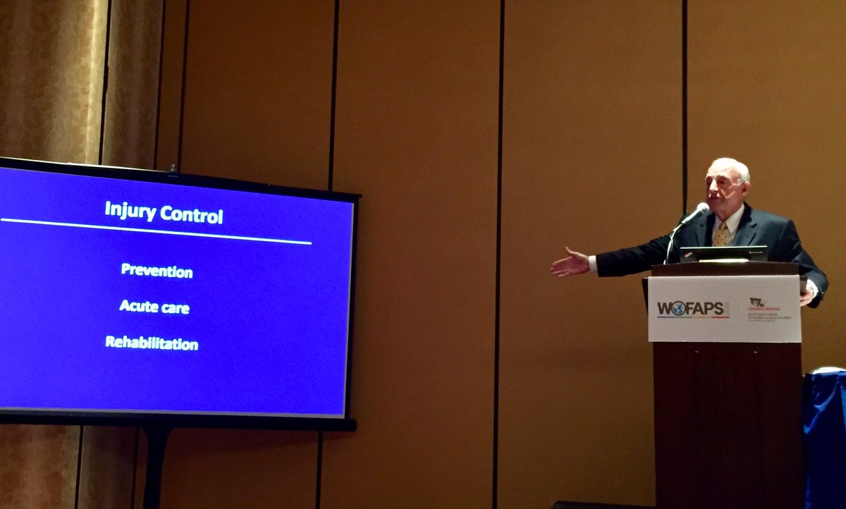 ChildrensNatl's tweet image. Three components of #injurycontrol. Dr Eichelberger, while a surgeon &amp;amp; very familiar w/acute care, had to learn #prevention #WOFAPS2016