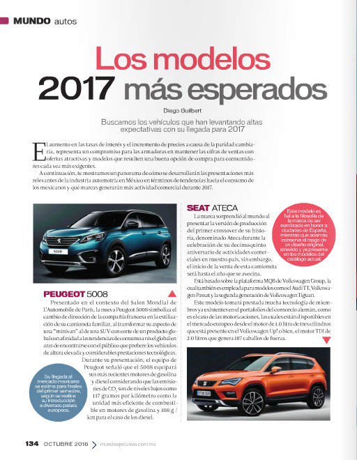 DiegoGuilbert's tweet photo. Vayan este mes por la revista @MundoEjecutivo y busquen el especial de #Autos2017 , donde aparecen los más esperados del año que entra. https://t.co/ufwGiSG7Zi