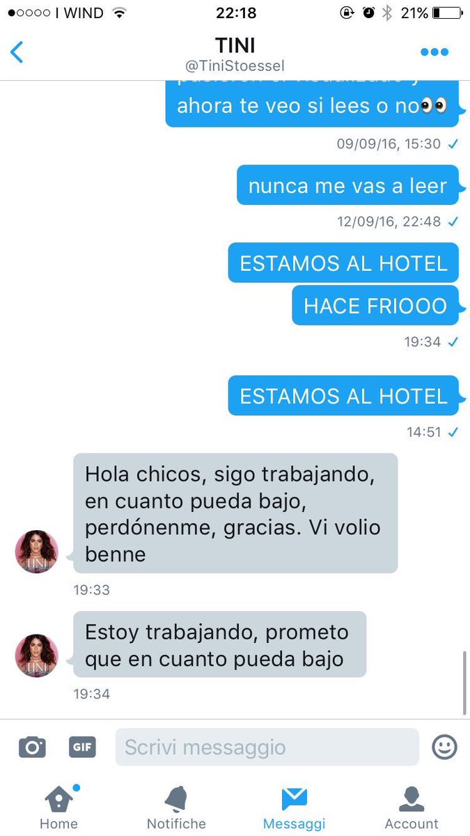 DarkTini's tweet photo. Tini responded to a fans (that she met today) dm a few minutes ago! https://t.co/V0S5J9p051