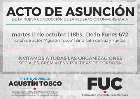 MateoFULP's tweet photo. #Ahora Cordoba! @FULPresidencia  presentes en el acto de la #FUC. Unidad del Mov. Estudiantil Nacional! @MILESENPL https://t.co/ro0N8t69WW