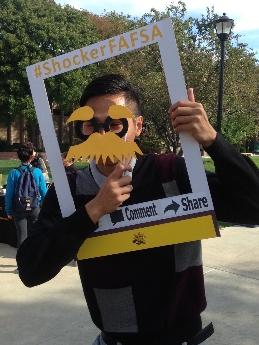 WichitaState's tweet photo. FAFSA Frenzy is happening until 1 p.m. in the RSC courtyard!#ShockerFAFSA https://t.co/4kZ1vzUlVZ