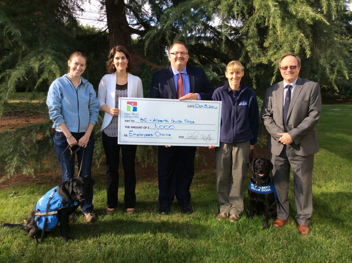 FirstWestFDN's tweet photo. A furry visit with @bcguidedogs to celebrate the $1K @EnvisionFin employee grant for client services. #employeenominated #employeechosen https://t.co/SgtlGOktJa