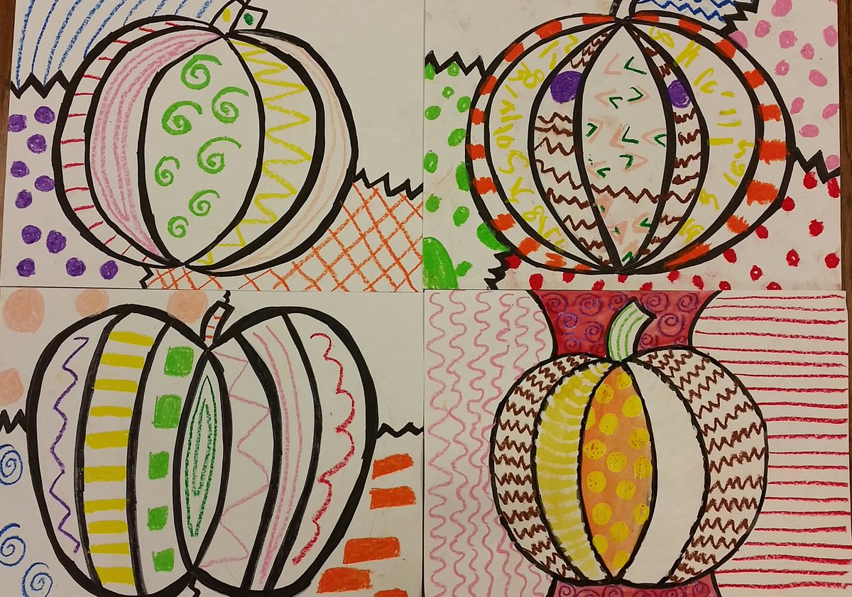 4th grade loves designing pumpkins in the style of pop artist, Romero Britto. #stallionstrong