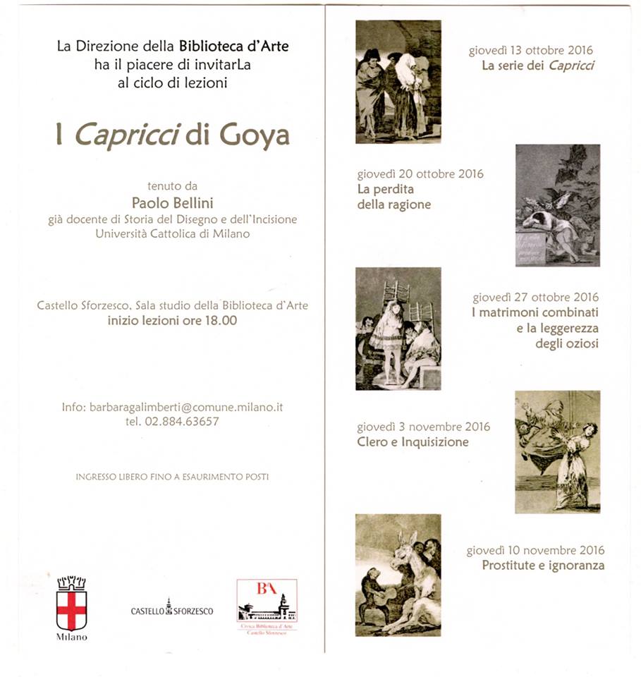 Incontri dedicati ai Capricci di Goya #castellosforzesco #milano si comincia giovedì 13 ottobre!