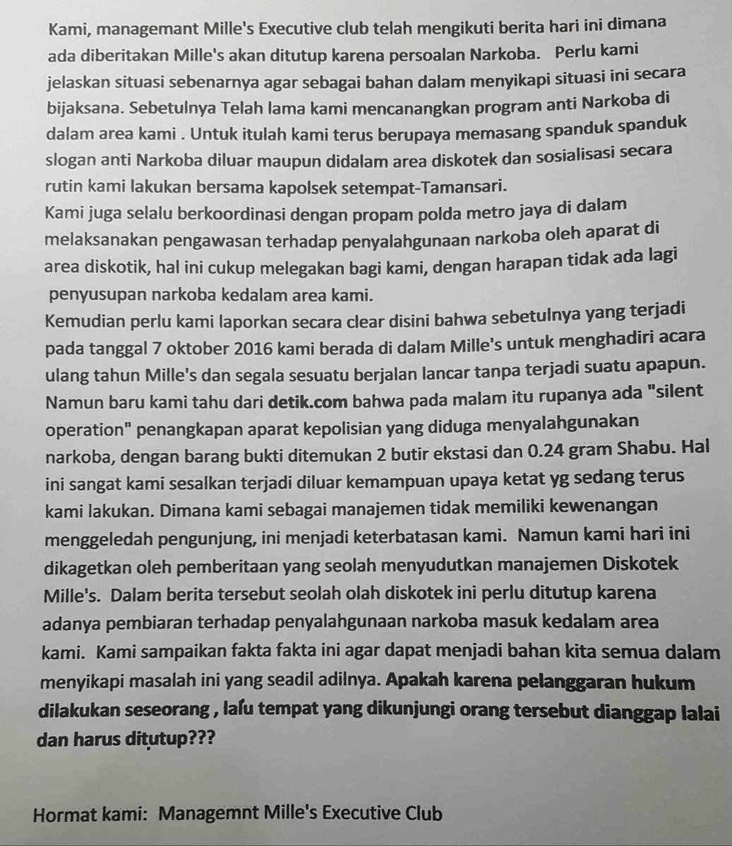 Berita resmi dari Management <a href="/millesXclub/">MILLES X CLUB</a>