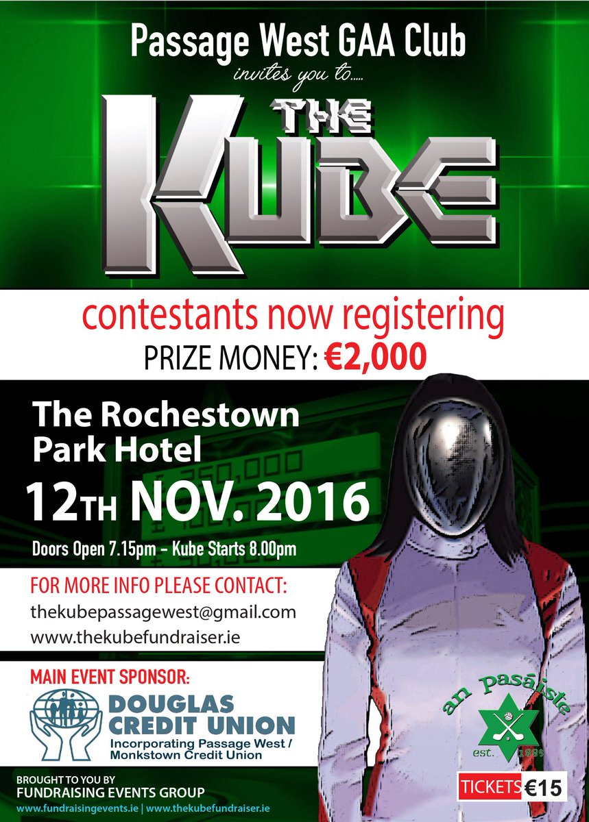PassageGAA's tweet photo. KUBE LAUNCH NIGHT
All are invited to the launch of our Kube fundraising night,Wednesday October 12th from 8pm - 11pm in Club @Corkman_ie https://t.co/ZUKuvsPnoI