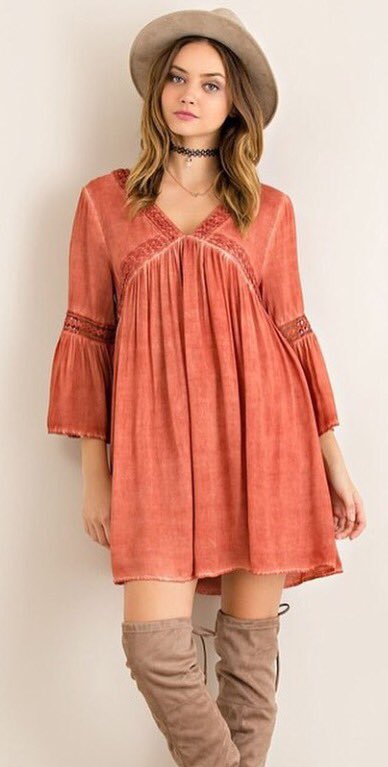 You are going to LOVE "Anna" This dress is a mineral wash, rayon, babydoll dress that has lace details throughout. krumscloset.com
