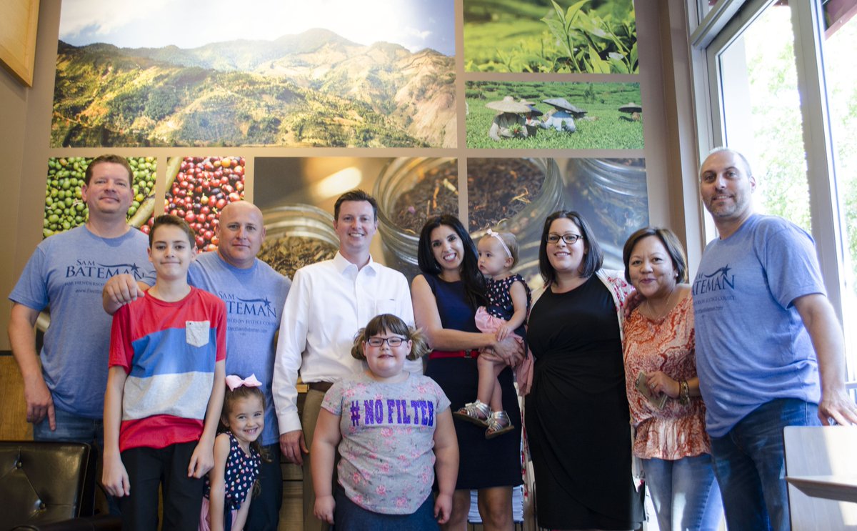 electsambateman's tweet photo. Thank you to Randy &amp; Ching Ricks and Jennifer &amp; Jamie Davis for hosting last night's Meet-n-Greet at the @CoffeeBeanLV. https://t.co/TOVkq5jOkS