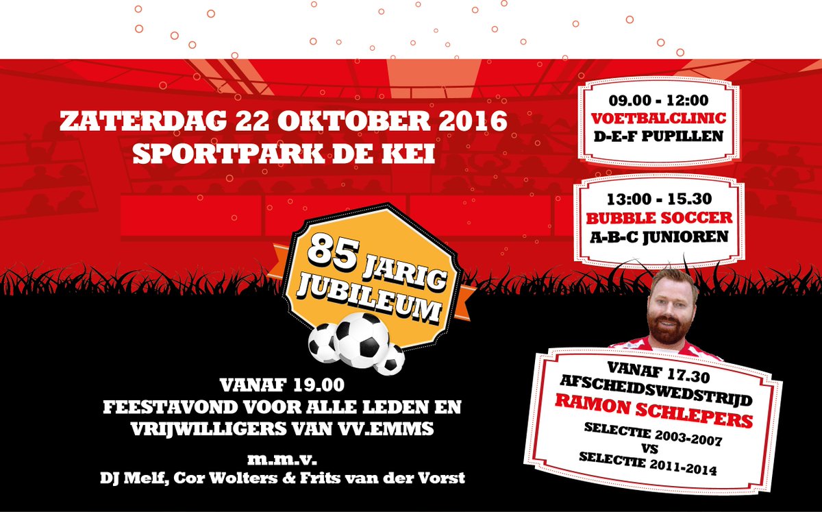 vvEMMS's tweet photo. EMMS bestaat dit jaar 85 jaar en dat willen we vieren met een drietal evenementen op zaterdag 22 oktober. Dus noteer het vast in je agenda! https://t.co/dwQUVnmx6F