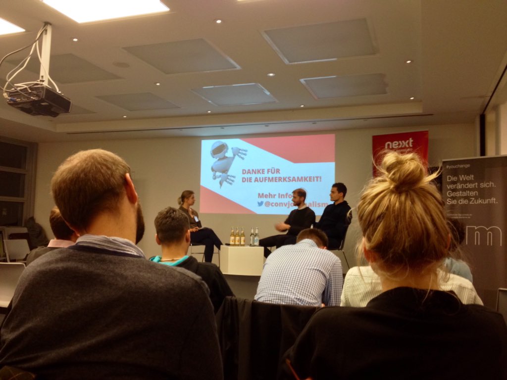NextMediaHH's tweet photo. #nMHHLecture @VeroHamburg in der gemeinsamen Anschlussrunde - über den next step Sprachsteuerungen für Bots... https://t.co/ypUi7bH8nI