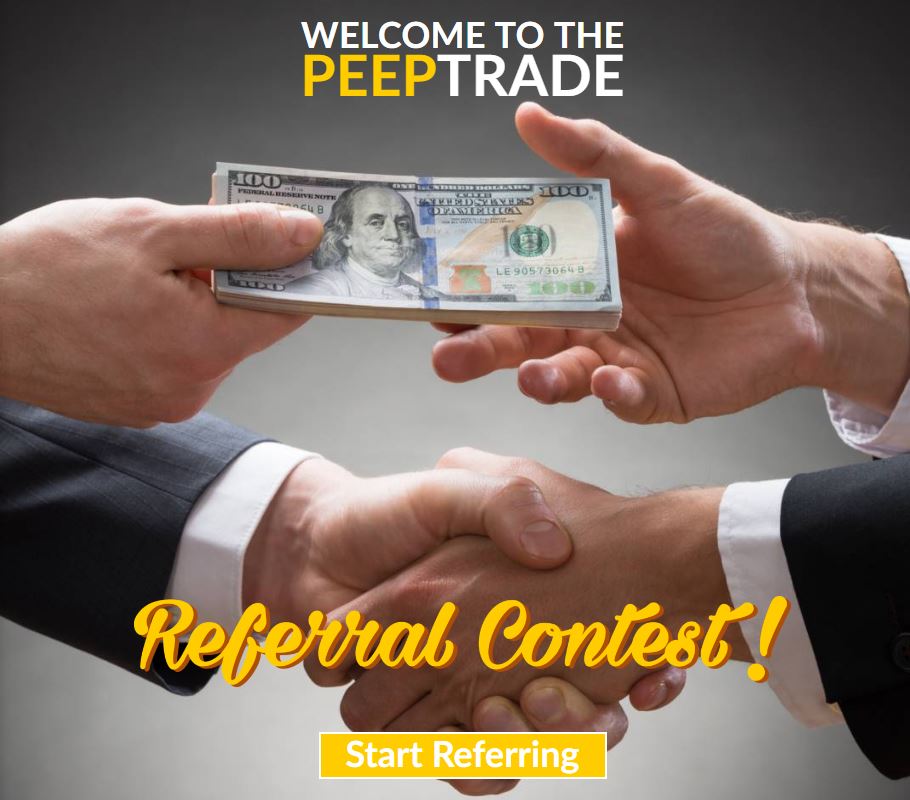 peeptrade's tweet image. Start referring! Every user you refer to Peeptarde earns you $2 and a point in our $1,000 Referral Contest! Details: peeptrade.com/referral-progr…