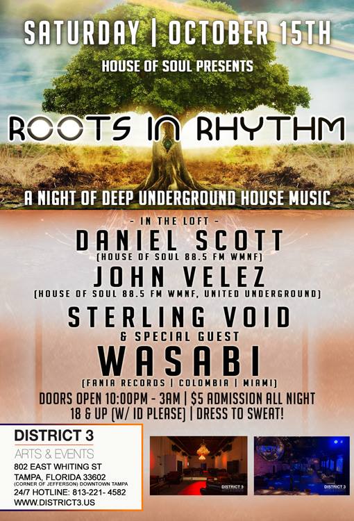 This Saturday October 15th Roots In Rhythm is back at District 3 in Downtown Tampa.  Check out the line up. Spread the word. Let's Go.