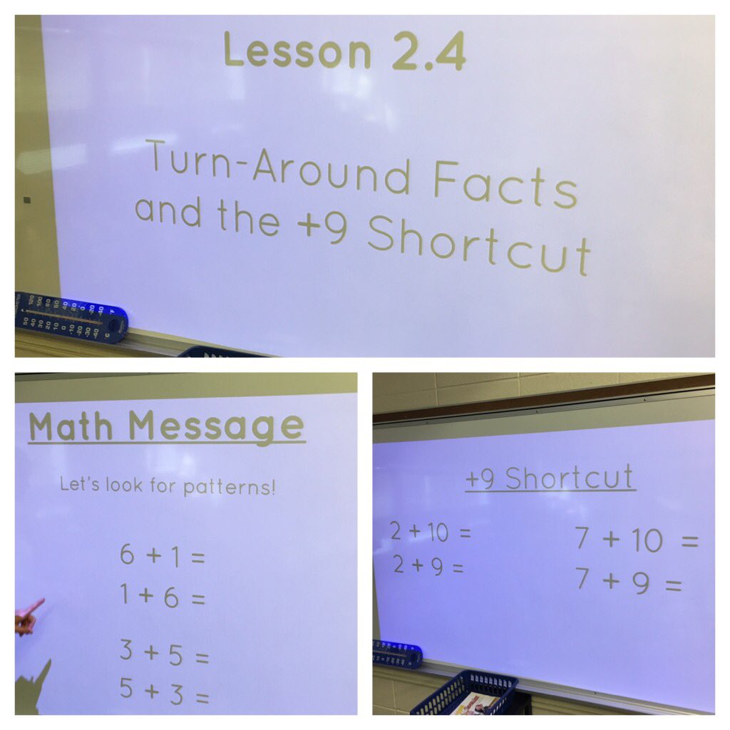 KymHarjes's tweet photo. Warming up our math minds with some new addition fact shortcuts #turnaround #+9shortcut #buildingautomaticity https://t.co/Q4s3u1v6fl