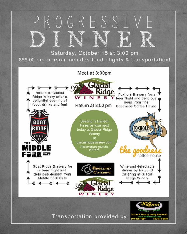 WillmarLakes's tweet photo. Have you heard about the Progressive Dinner happening in the #WillmarLakesArea Oct. 15th? Spread the word...what an awesome event! https://t.co/htmld3D57w