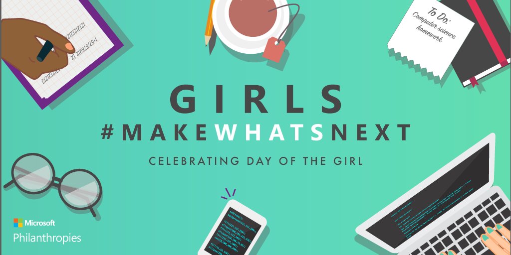 msphilanthropic's tweet image. On International #DayoftheGirl, we celebrate girls who invent and create. Learn more at microsoft.com/girlsdoscience #MakeWhatsNext #YouthSpark