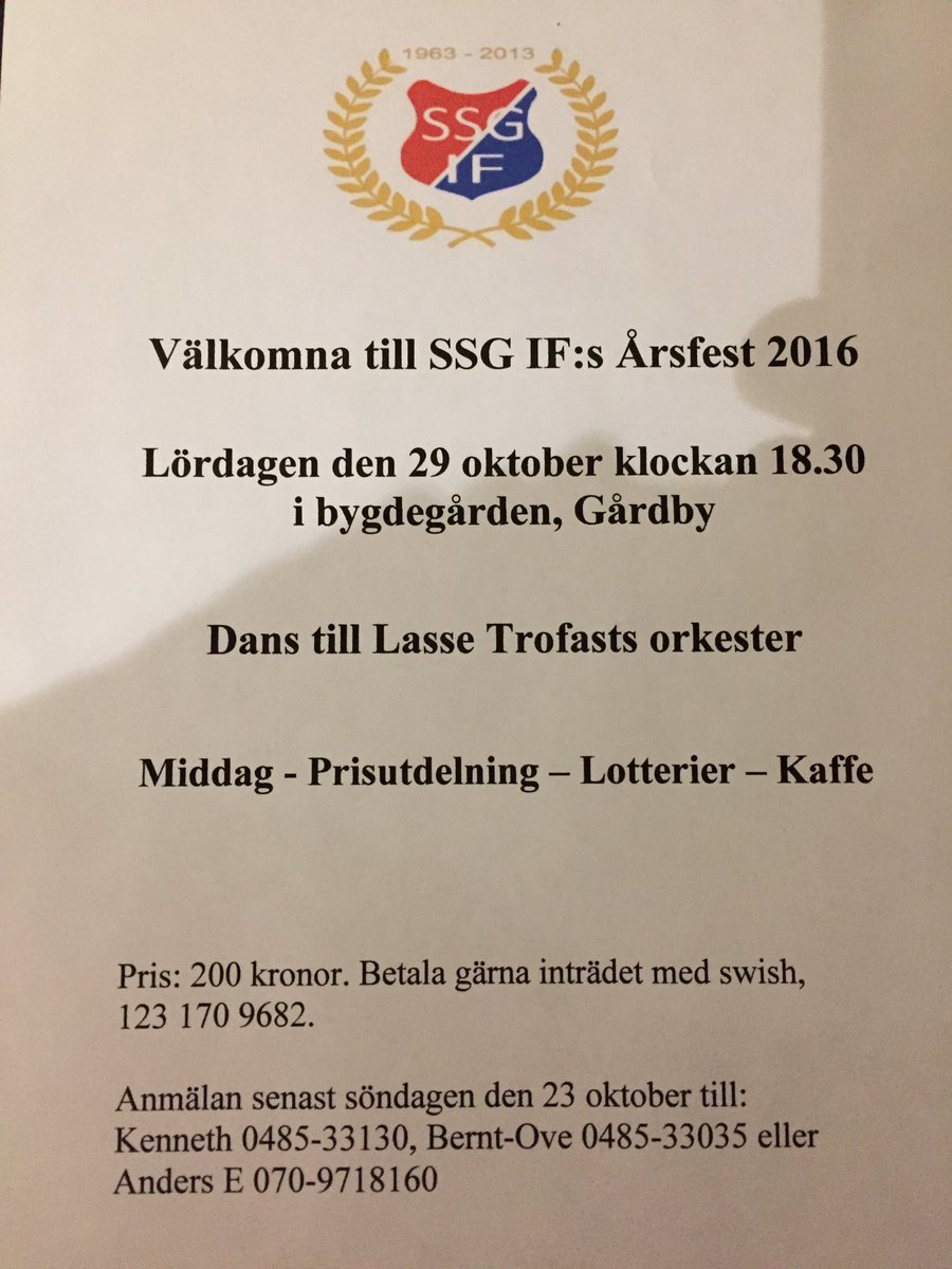 ssginnebandy's tweet photo. Glöm inte anmäla dig till årsfesten! https://t.co/8XoA7w96nJ