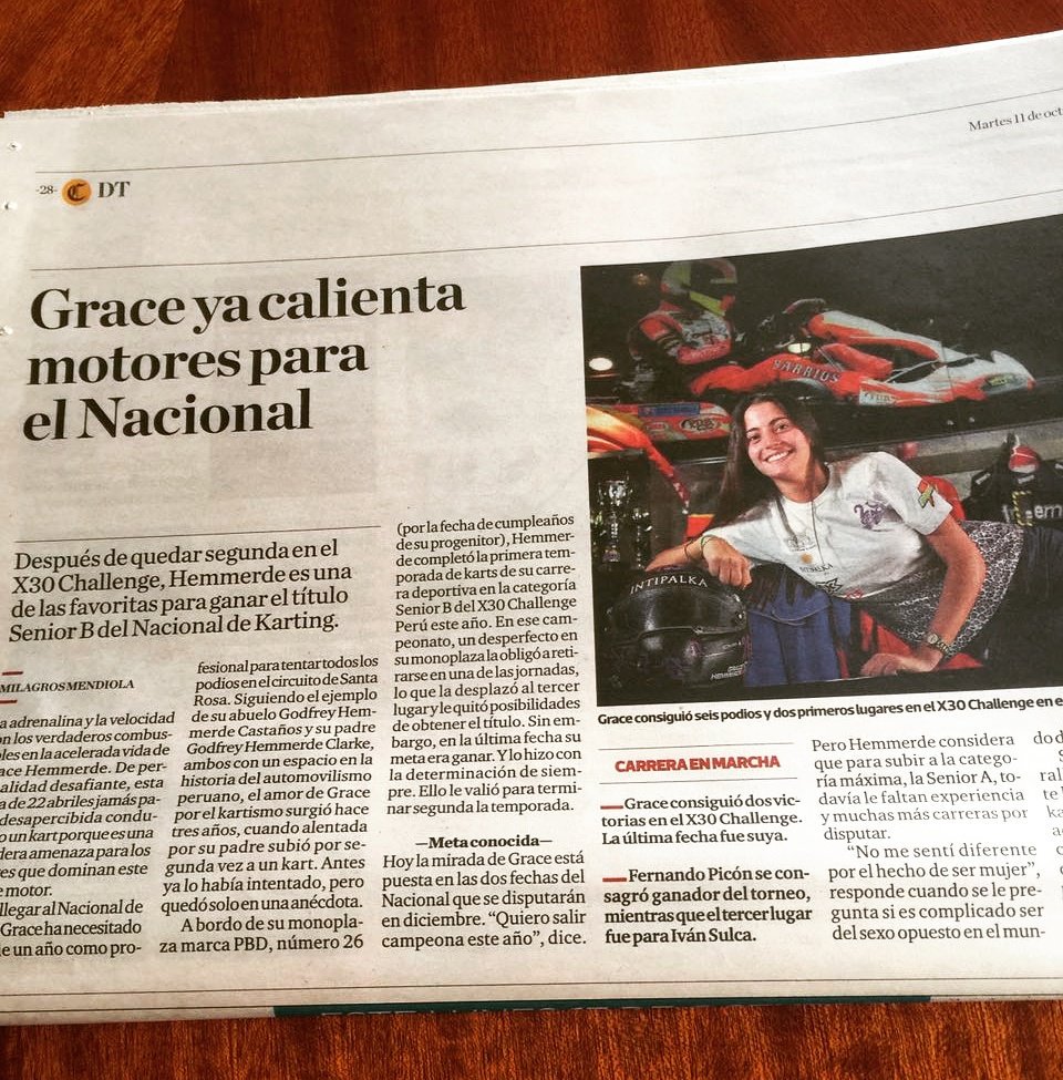 GraceHemmerde's tweet photo. Hoy en @elcomercio ... linda nota! #GHC26 #GirlPower #Karting https://t.co/G1YH8Q0L1O