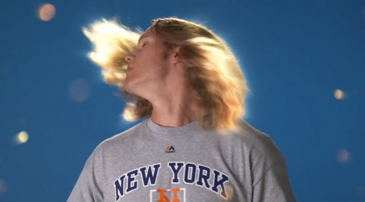Mets's tweet photo. The slow-mo hair flip is the answer to all of your problems.

Just watch @Noahsyndergaard.
🎥 https://t.co/P2V7SrpeG1 https://t.co/xw1Z1H8a4P