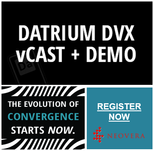 Datrium's tweet photo. Register for #DatriumDVX #vCast to learn about #OpenConvergence with guest speaker Scott Weinberg, CEO of @Neovera https://t.co/zSPKRXa0Fz https://t.co/waWKmoqP0p