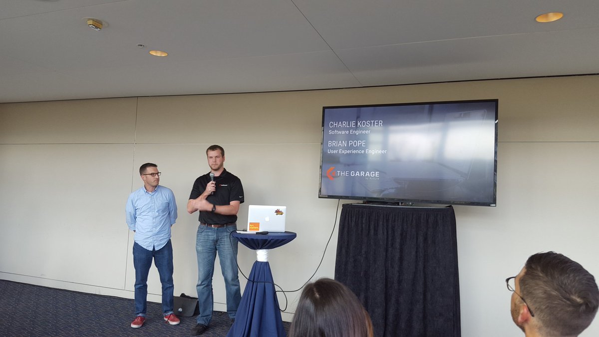aviture's tweet photo. @ckoster22 &amp; @bdpcollective reverse pitchin' to @mutualofomaha #makehappen  @GarageByAviture @aviture https://t.co/R4wT25NnwY