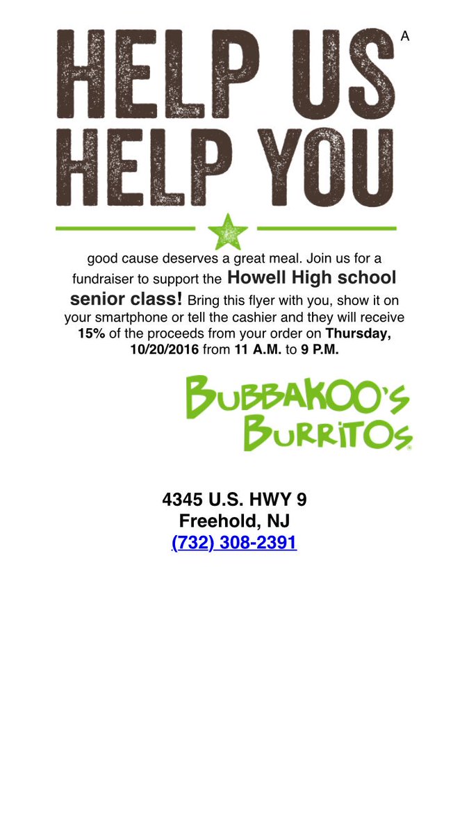 mrsvitale_fths's tweet photo. The senior class will be hosting a fundraiser at Bubbakoos in Freehold 10/20. Come support! @HHS_17_Class @MsDodds_HHS https://t.co/uBJA7R8DFu