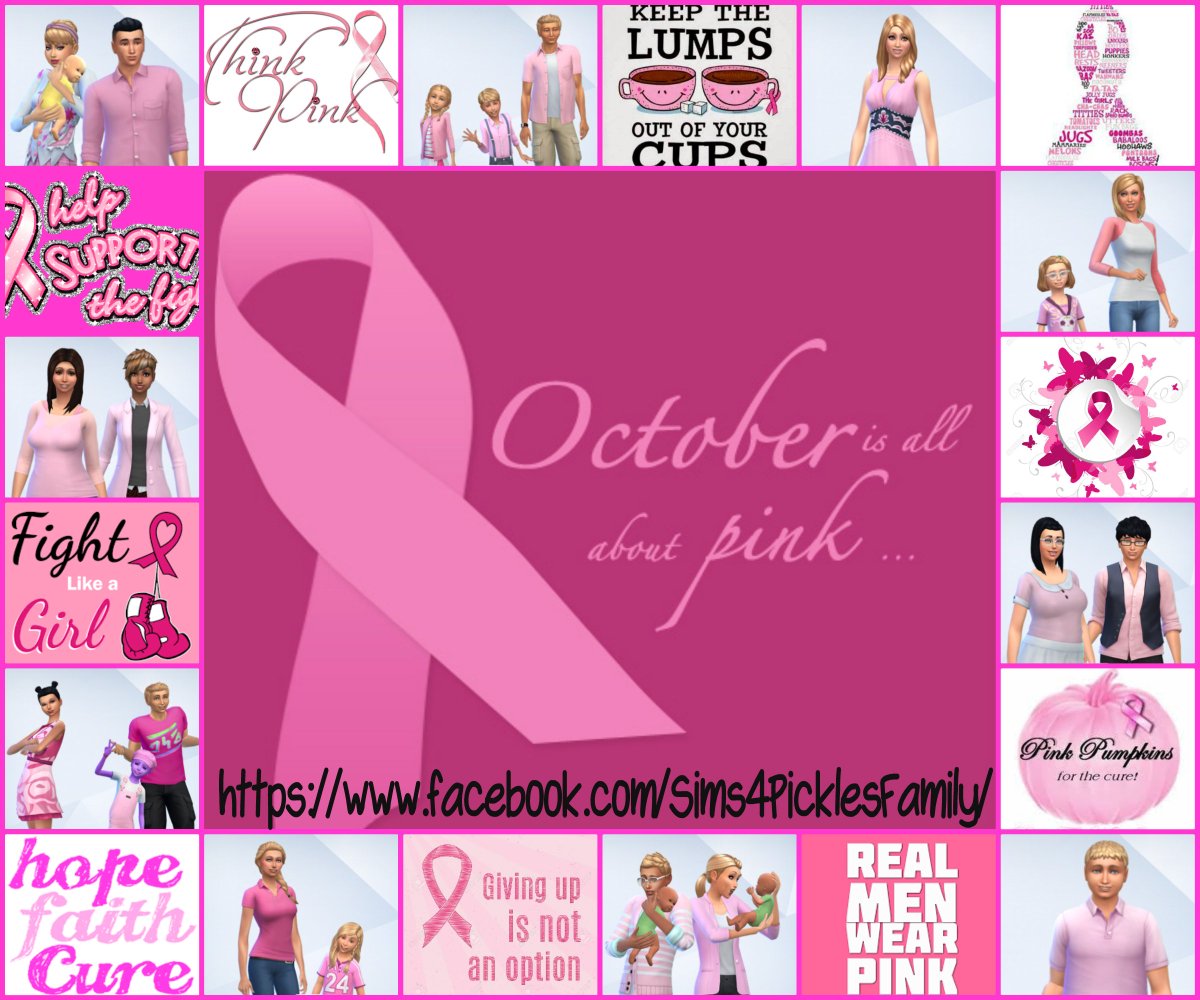 JBMinks's tweet photo. Save the tatas! My Sims family, raising awareness....
#BreastCancerAwareness #PinkRibbon #LoveTheBoobies #TS4 #APicklesTale https://t.co/xE4CjZbyBY