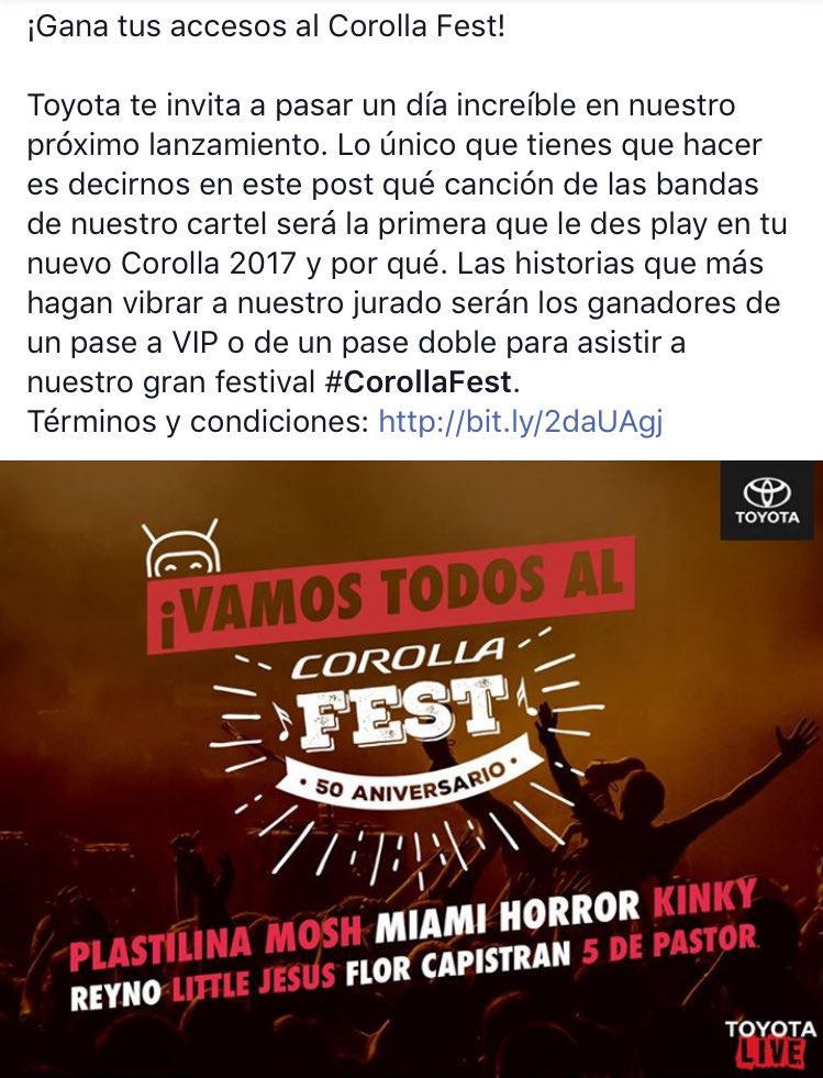 REYNOmx's tweet photo. Nos vemos el 22 de octubre en el #CorollaFest https://t.co/9qNGdlIuTx