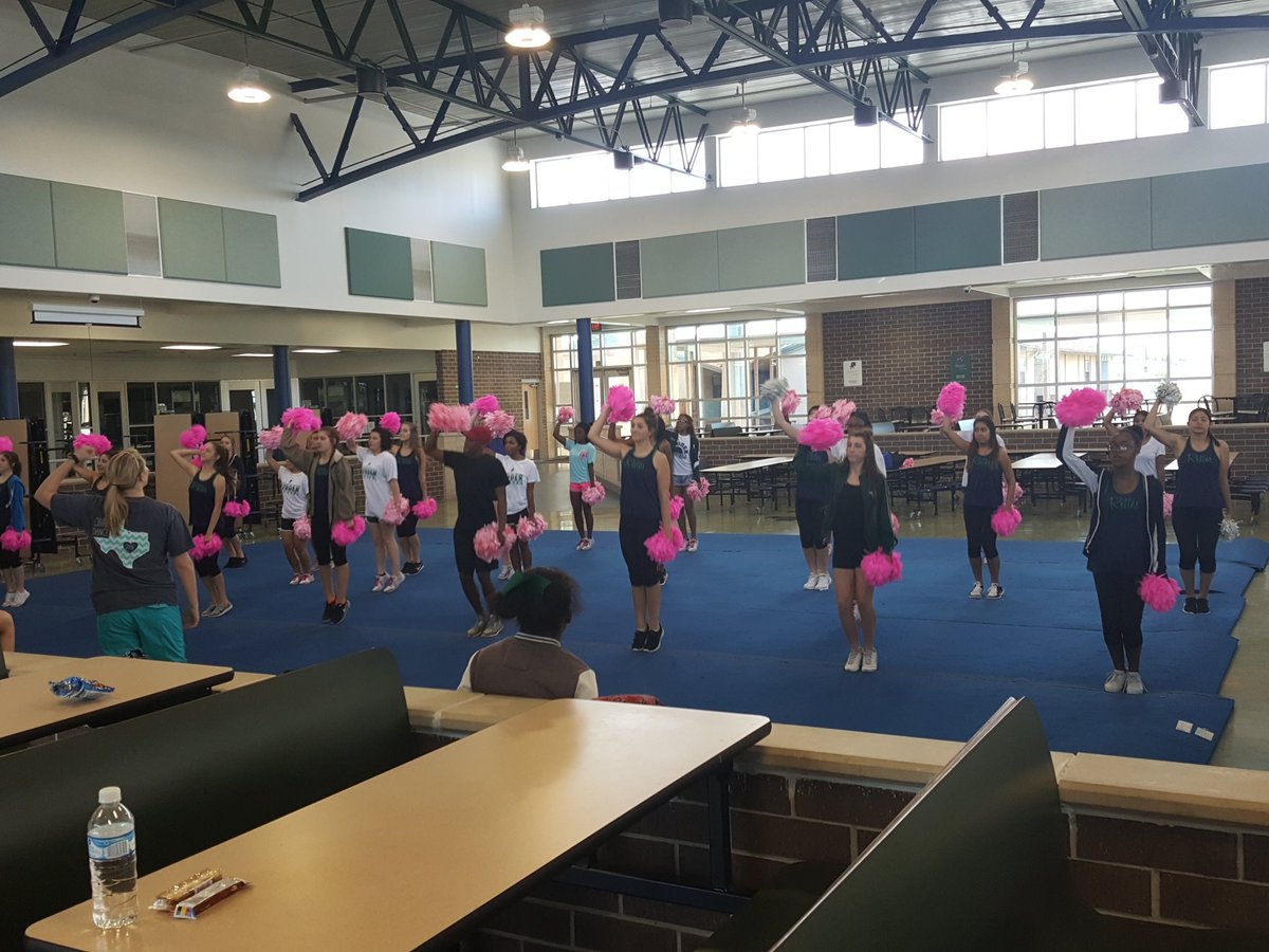 Practicing with the Rettes for our Pink out pep rally!