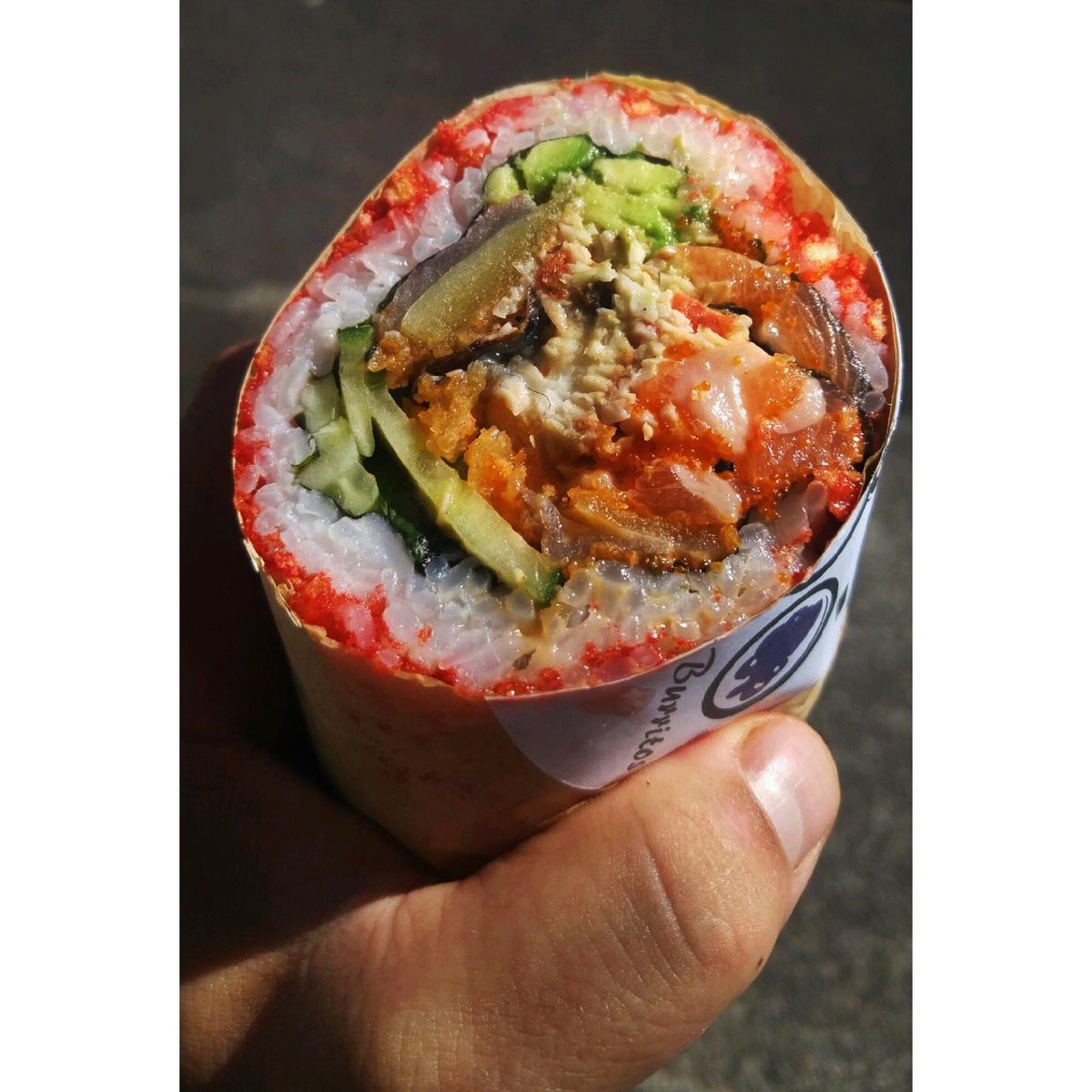 UnamiSushi's tweet photo. Come out and try our special for the entire month of October! Our El Diablo #sushiburrito is rolled in crushed hot Cheetos...#saywhat https://t.co/HYbKFgpXqS