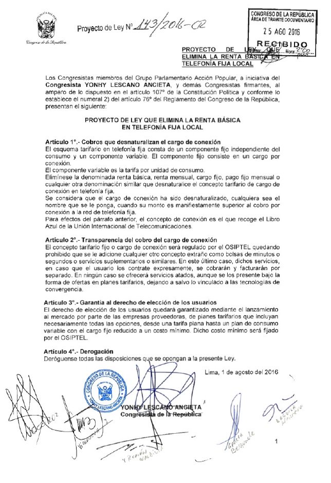 Bancada_ap's tweet photo. El Congresista Yonhy Lescano, presentó proyecto de ley que elimina la renta básica en telefonía fija. https://t.co/vU29pO564K https://t.co/XZQdBUldpX
