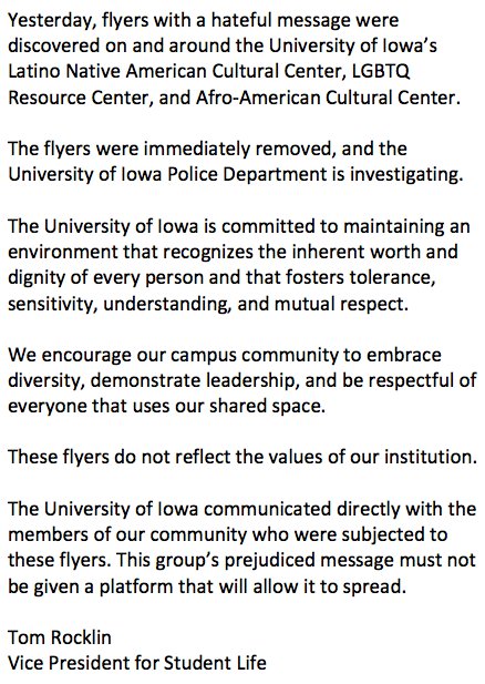 University of Iowa tweet media