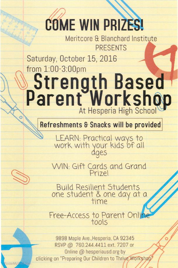 RancheroMiddle's tweet photo. RMS would like to invite any parents who are interested to the Strength Based Parent Workshop on Sat 10/15/16 at 1pm at Hesperia HS. https://t.co/7iMPcosdMx