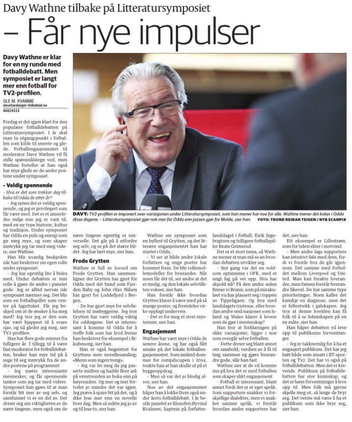 Nydelig intervju med @TV2Davy i dagens HF