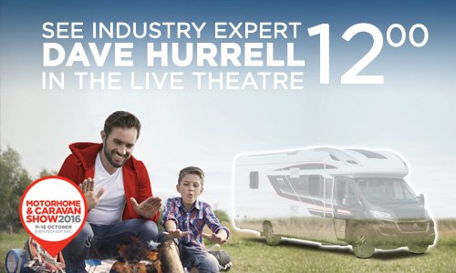 NECCaravanShow's tweet photo. In need of top motorhoming tips? Visit the LIVE Theatre at 12pm &amp; see @MMM_Magazine expert Dave Hurrell! https://t.co/43NrjTV9gp