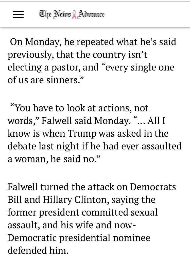 This is indefensible, @JerryJrFalwell - Words reveal condition of the heart. <a href="/realDonaldTrump/">Donald J. Trump</a> continues to demean &amp; attack | Luke 6:45