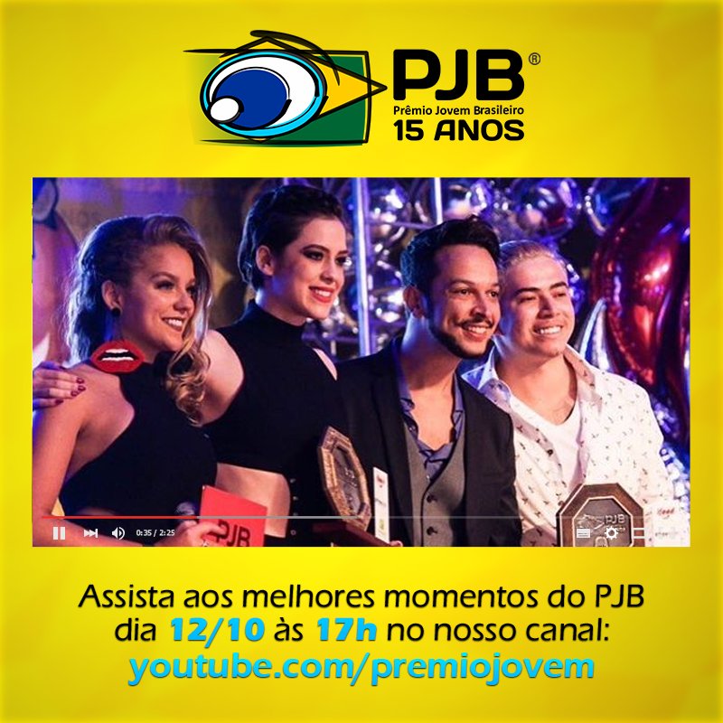 PremioJovem's tweet photo. Você votou e o dia escolhido para exibição dos melhores momentos do #PJB2016 será amanhã no nosso canal! ;) https://t.co/R2BP7kz1TP https://t.co/bF1nDxOTE2